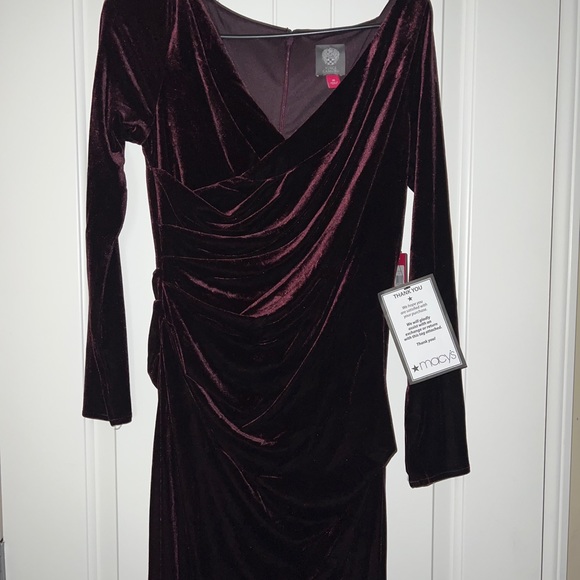 Vince Camuto long sleeve draped velvet dress - Picture 7 of 12